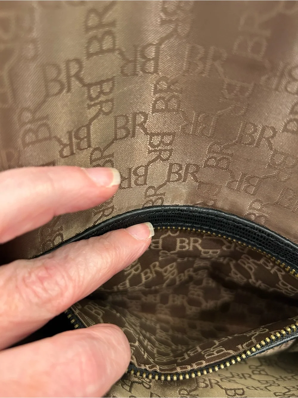 Banana Republic Black and Gold Interior Logo Clutch